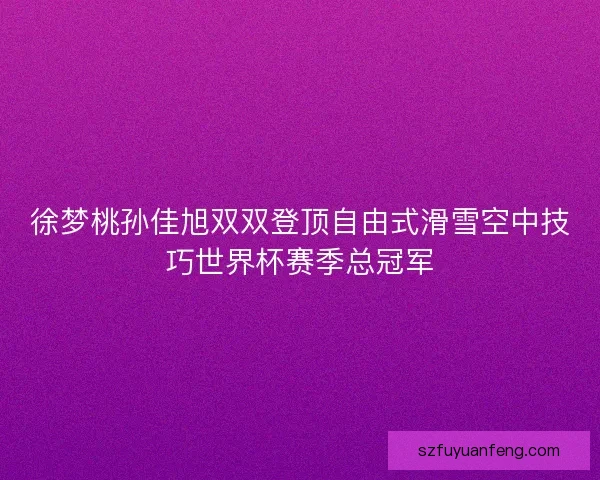 徐梦桃孙佳旭双双登顶自由式滑雪空中技巧世界杯赛季总冠军 徐梦桃孙佳旭双双登顶自由式滑雪空中技巧世界杯赛季总冠军