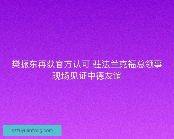 樊振东再获官方认可 驻法兰克福总领事现场见证中德友谊 樊振东再获官方认可 驻法兰克福总领事现场见证中德友谊