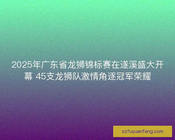 2025年广东省龙狮锦标赛在遂溪盛大开幕 45支龙狮队激情角逐冠军荣耀
