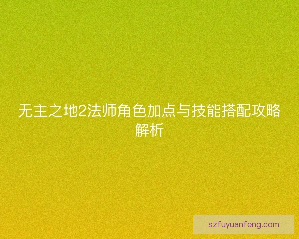 无主之地2法师角色加点与技能搭配攻略解析