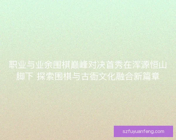 职业与业余围棋巅峰对决首秀在浑源恒山脚下 探索围棋与古衙文化融合新篇章